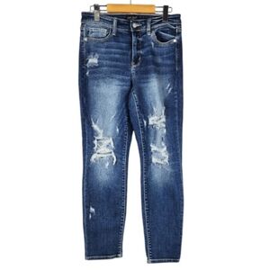 Judy Blue Jeans Boyfriend Fit Distressed Factory Fade Medium Blue Size 5/27